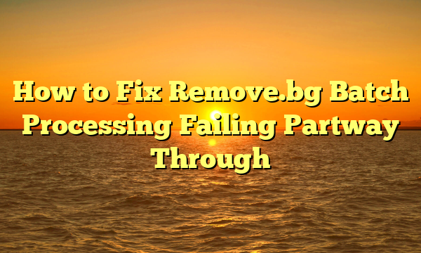 How to Fix Remove.bg Batch Processing Failing Partway Through